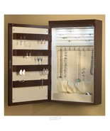 Cherry 24 Inch Wall Mount Lighted Jewelry Armoire Chest Cabinet LED Ligh... - $94.95