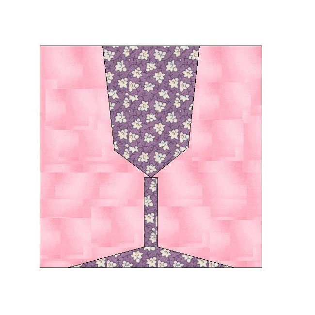 ALL STITCHES - WINE GLASS PAPER PIECING QUILT BLOCK PATTERN .PDF -085A