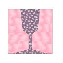 ALL STITCHES - WINE GLASS PAPER PIECING QUILT BLOCK PATTERN .PDF -085A - £2.15 GBP