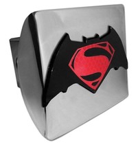 SUPERMAN RED S BATMAN EMBLEM SHINY CHROME METAL USA MADE TRAILER HITCH C... - £63.19 GBP