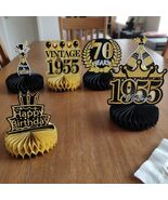 9 Pcs 70th Birthday Decorations Gold Black Honeycomb Centerpieces for Me... - $21.25 CAD
