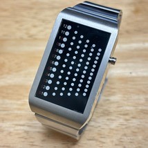 Pimp Quartz Watch Binary Men Silver Black Steel Rectangle ~ For Parts Re... - £35.46 GBP