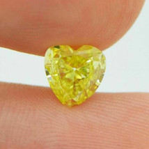 Loose Heart Shaped Diamond Fancy Yellow Color Natural Enhanced 0.79 Carat VS1 - £704.03 GBP