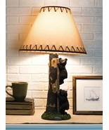 Rustic Forest 2 Bear Cubs Climbing Tree Ladder Table Lamp Statue with Sh... - $141.25 CAD