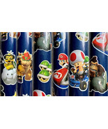 1 Roll Blue Mario Kart Mario Luigi Yoshi Birthday Christmas Wrapping Pap... - $4.49