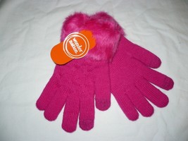 Wonder Nation Girls Faux Fur Lined Gloves Tropical Blossom  NEW Super Warm - $10.49