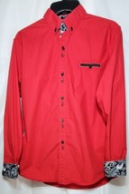 Coofandy Mens Red Long Sleeve Button-front Shirt SIZE SMALL - £11.96 GBP