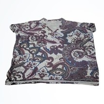 Chico&#39;s Grey and Paisley Print Draped Tunic Shirt Top Blouse Size XS/S - £16.04 GBP