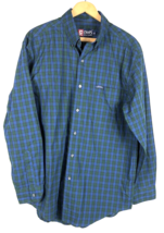 Chaps Ralph Lauren Medium Button Down Shirt Mens Blue Green Plaid Check Tartan - £29.40 GBP