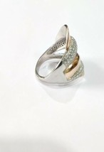 Two tone Rose gold Plated Simulated Diamond Engagement Ring S925 size 7 1/4 - £30.52 GBP