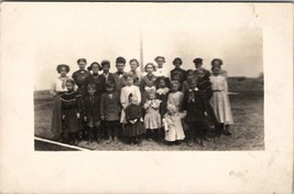 Early Group of Children Young Old Real Photo c1908 Tower in Distance Postcard U5 - £3.09 GBP