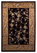 3&#39;X5&#39; Black Beige Machine Woven Floral Vines Indoor Area Rug - £91.04 GBP