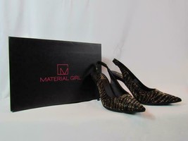 NIB Material Girl Gold Black Rhinestone Pointed Toe Sling Back Stiletto Heel 9 M - £31.12 GBP