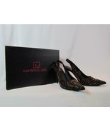 NIB Material Girl Gold Black Rhinestone Pointed Toe Sling Back Stiletto ... - $735.81 MXN