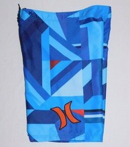 Hurley Blue Geometric Boys Board Shorts Swim Trunks Size 20 Brand New - $28.00