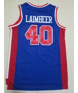 Men&#39;s Bill Laimbeer #40 Jersey 1988/89 Throwback Pistons Blue Uniform - $66.29 CAD