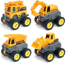 4Pcs Pull Back Die-cast Alloy Construction Truck Vehicles Playset Toy For Kids - £19.52 GBP