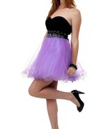 Strapless Flirty Short Mini Prom Party Dress Black and Purple - £87.92 GBP