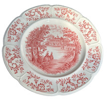 JOHNSON BROS. Red Windsor Ware Mount Vernon &#39;View Over the Potomac&#39; 10&quot; Plate - £11.67 GBP