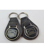 2 Vintage Jack Daniels Tennessee Whiskey Leather Key chain FOB ring  met... - £18.68 GBP