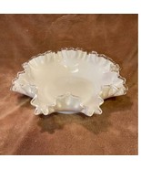 Vintage Fenton Silvercrest 11&quot; Milk Glass Crimped Ruffled Edge Bowl - £27.61 GBP