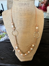 “Pearl Daze” Baroque Pearl/Tan Leather Necklace Free Shipping! Made In USA  - £25.57 GBP