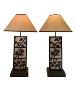 Set of 2 Rustic Western Pinecone On Branches Wood Metal Bedside Table Lamps - $4,769.93 MXN