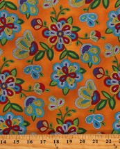 Cotton Flowers Beadwork-Look Floral Tribal Tucson Fabric Print By Yard D467.78 - £25.02 GBP