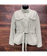 GAP Quilted Utility Jacket Belted XS Green Dollar Mock Collar Zip Snap T... - $22.83