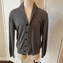 Gap Men&#39;s Grandpa Sweater Cardigan Gray Size XL Shawl Collar Button Cotton - £21.57 GBP