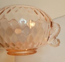 Pink Depression Glass Dolphin Cupped Bowl W Diamond Optic Pattern image 2