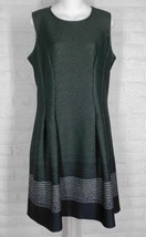 ISLE Sheath Dress Inverted Pleats Banded Hem Green Black White NWT Large - $133.64