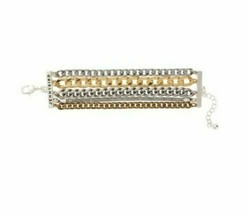 Jenny Bird AUSTIN Cuff Bracelet Mixed Metals Stacked Layered Chain Fab Fit Fun - £31.65 GBP
