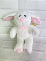 Cuddly Cousins White Bunny Rabbit Plush Pink Bow Ears Nose Easter Greenbrier NEW - $13.86