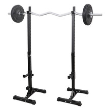 Gym Pair Of Adjustable Rack Sturdy Steel Squat Barbell Free Bench Press Stands - £90.23 GBP