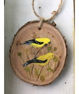 Goldfinch Pair ornament/wall plaque, hand-painted to order - $88.90 CAD