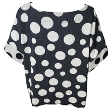 Bryn Walker Top XL Black White Polka Dot Shirt 3/4 Sleeve Boxy Boatneck ... - £31.88 GBP