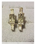Art Deco Screw Back Earrings Rhinestone Crystal Silver Vintage - £6.26 GBP