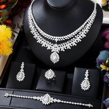 Luxury 4PCS Saudi Arabia Jewelry Sets For Women Wedding Cubic Zirconia Chokers D - £129.15 GBP