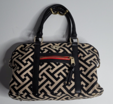 SPARTINA 449 Daufuskie Callahan Black Cream Tote Leather Linen Handbag B... - £19.68 GBP