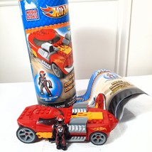 Mega Bloks Hot Wheels Twin Mill III 91708 blocks red race car mini fig d... - $11.00