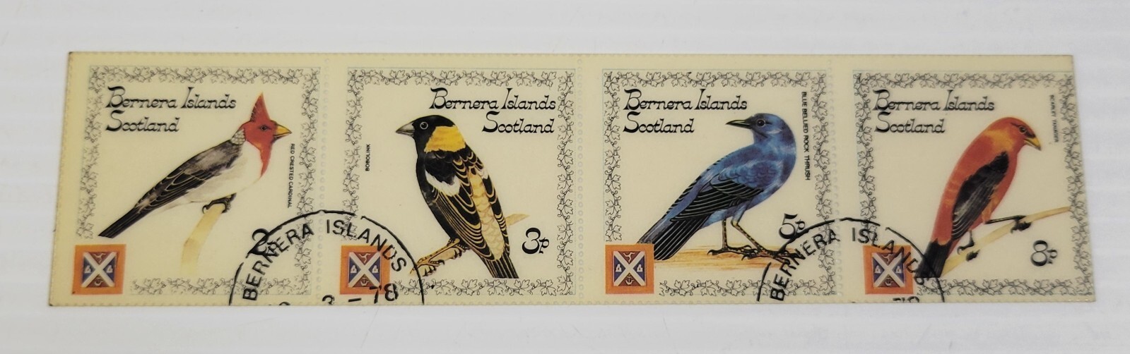 1978 Bernera Islands Scotland 4 Laminated Postage Stamps Sheet Birds - $5.93