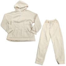 Unisex Tan Lightweight Loopback Terry Hooded Sweatshirt Size L - £22.20 GBP