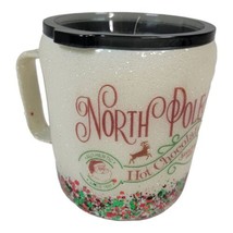 Hot Cocoa Chocolate North Pole Glitter Stainless Steel Mug Christmas Santa Claus - £18.73 GBP