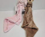 2 Little Jellycat Lovey Brown Monkey &amp; Pink Bunny Baby Security Blanket - £12.13 GBP