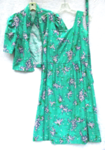 Malia Honolulu Hawaii Dress and Jacket Two-Piece Set Vintage Size 12 Lilac Print - £73.98 GBP