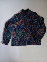 Women&#39;s Y2k Multicolor Pattern Blouse Pullover Long Sleeve Size 14 Ornam... - $357.07 MXN