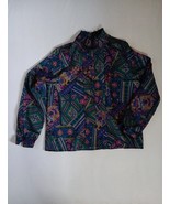 Women&#39;s Y2k Multicolor Pattern Blouse Pullover Long Sleeve Size 14 Ornam... - $359.14 MXN