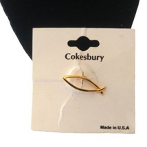 Cokesbury Ichthus Fish Tie Tack Pin Symbol Lapel Gold Tone Christian Religious  - £7.84 GBP