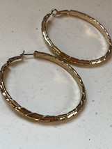 Lot of Huge Goldtone Twist HOOP &amp; Lightweight Ornate Open Teardrop Dangle Earrin - £10.34 GBP